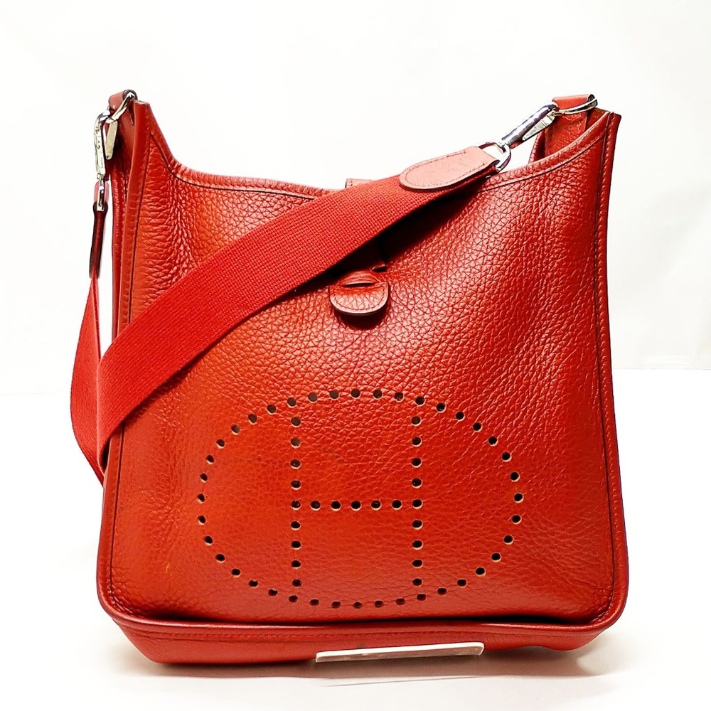 Hermes Red Evelyne TPM Perforated 'H' Shoulder Bag